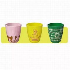 [중고] 머그컵·탕만(캐릭터) 엷은 핑크&노랑&녹색 화려한 컵 3개 세트 [이치반쿠지 몬한 일기 따끈따끈 아이루 마을] H상