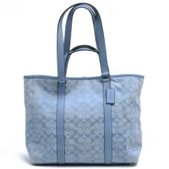 コーチ／COACH トートバッグ  レザー 革 コットン キャンバス  CH827 Hudson Double Handle Tote In Signature Chambray ハドソン ダブル ハンドル トート・シグネチャー シャンブレー シグネチャー柄 