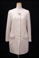 アプワイザーリッシェApuweiser-riche ビジュー付きツイードノーカラーコート【2】【LCTA40741】