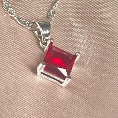 ルビーレッドシルバーネックレス925刻印有りartificial