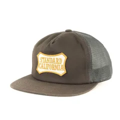 STANDARD CALIFORNIA スタンダードカリフォルニア キャップ | シールドロゴ パッチ 刺繍 メッシュ トラッカー キャップ | カーキ | ブランド 帽子 | 日本製【メンズ】【中古】