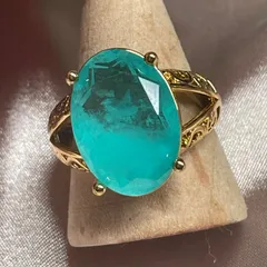 シンセティックパライバトルマリン シーブルーゴールドリングフリーサイズ