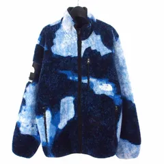 シュプリーム SUPREME × ノースフェイス THE NORTH FACE 21AW Bleached Denim Print Fleece Jacket ブリーチ デニムプリント フリース ジャケット ロゴ 刺繍 ジップアップ M 青 ブルー