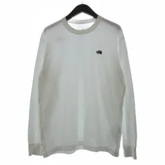 ザノースフェイス THE NORTH FACE ロングスリーブフラッシュドライヌプシコットンティー Tシャツ ロンT NT32535 ロゴ 刺繍 クルーネック L 白 ホワイト