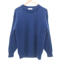 クロコダイル CROCODILE ニット セーター ウール ケーブル編み L 青 ブルー /KE 