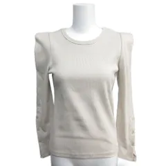 レイビームス Ray Beams 美品 近年モデル ストレッチ リブニットカットソー F ベージュ