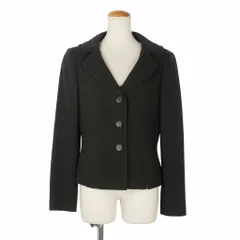 ハナエモリ HANAE MORI ウールジャケット テーラード 丸襟 38 黒 ブラック