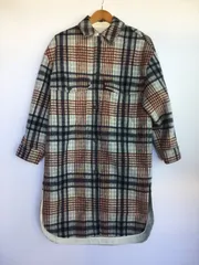 ZARA マルチカラーチェック柄コート レディース S グレー×ブラウン 3052202512220022