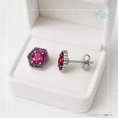 【六角・縁起物】ルビーピアス×アメジスト 六芒星モチーフ SV925 プラチナコーティング 金属アレルギー対応 お守りジュエリー 大人可愛い 高見え 誕生石 ギフト 明石 魅力的