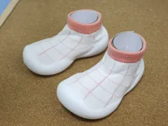 ★国内在庫・即日出荷★【サイズ11.5cm(対応足のサイズ10~11cm)】ソックスシューズ/靴下靴 K17-11桃格子柄 ピンクチェック柄 ファーストシューズ ベビーシューズ 室内履き 上履き 小さい足の子 低出生体重児