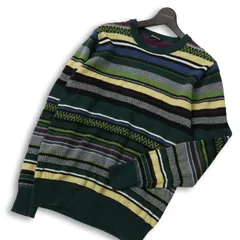PAUL STUART ポール・スチュアート 秋冬 USED加工★ マルチカラー ボーダー ニット セーター Sz.48　メンズ