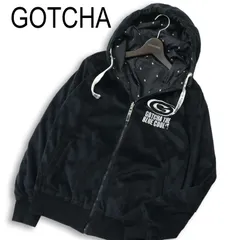 GOTCHA ガッチャ 秋冬 2way リバーシブル★ ロゴ刺繍 ジップ フーディー ファー ブルゾン ジャケット Sz.M　メンズ 黒