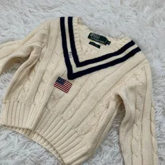 ラルフローレン　ケーブル編み　アメリカ　国旗　セーター