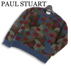PAUL STUART ポール・スチュアート 秋冬 ウール100%★ HAND KNIT 総柄 ニット セーター Sz.M　メンズ 日本製