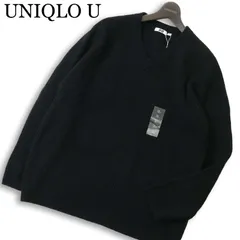 新品 22AW UNIQLO U ユニクロ ユー ルメール プレミアム ラム ウール Vネック リブ ニット セーター Sz.XL メンズ 黒 大きい