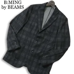 B:MING by BEAMS ビームス 秋冬 NOMAD★ ジャージー  チェック テーラード ジャケット ブレザー Sz.46　メンズ 黒のサムネイル