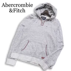 Abercrombie&Fitch アバクロンビー＆フィッチ 通年 ロゴ刺繍★ スウェット ハーフジップ パーカー Sz.M　メンズ グレー