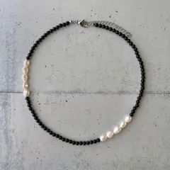 n107 淡水パール モノトーン ビーズネックレス 金アレ対応素材に変更可