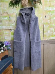 リバーシブル ボア ロング フードベスト