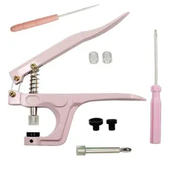 スナップボタン プラスナップ T3/T5/T8対応 スナップボタンハンドプレス手芸手芸縫製用 打ち具付き 操作簡単 DIY (ピンク)