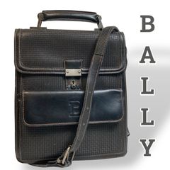 良品 BALLY バリー ショルダーバッグ レザー ゴールド金具 ネイビー 