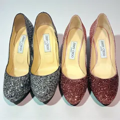 2足セット ジミーチュウ ラメ ピンク シルバー パンプス ハイヒール 37 約23.5cm パーティー お祝い