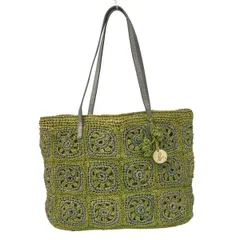 agnes b(アニエスベー) トートバッグ - イエローグリーン×シルバー×マルチ レザー