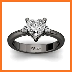 【新品】 [Jeulia] レディース リング 婚約・結婚指輪 3ストーン ハート キュービックジルコニア 金属アレルギー対応 シンプルおしゃれ 専用ボックス付き 誕生日 ホワイトデー プレゼント