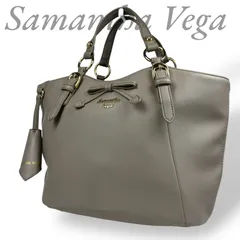 【B4271】 Samantha Vega サマンサ ベガ ハンドバッグ トートバッグ レザー グレー リボン ベルト シンプル レディース