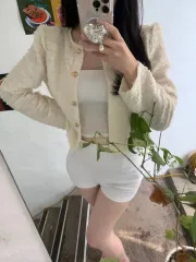 アイボリー ツイード ジャケット クロップド