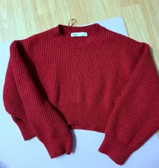 ZARA クロップドニット 赤 Sサイズ