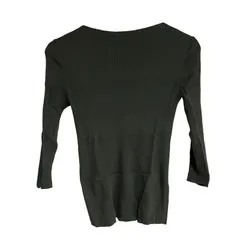 B067 GALERIE VIE ギャルリー ヴィー ギザコットンリブ クルーネック プルオーバー ウール ニット セーター グリーン シンプル レディース S