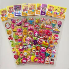 【ランダム2枚セット】ぷっくり立体シール🍰🍓スイーツ＆フルーツ大量デザイン／海外風・ゆめかわ