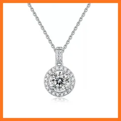 【新品】 [Hanayaka] ネックレスレディース シルバー925製 最高級ジルコニア ラウンドペンダント CZダイヤ 金属アレルギー対応 人気 かわいいアクセサリー 誕生日プレゼント女性 5cm長さ調節 0
