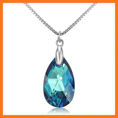 【新品】 [Richapex] スワロフスキーネックレス 天使の涙 ブルージルコンネックレス 雫のペンダントチェーンレディースクリスタルシンプルアクセサリー おしゃれネックレス女性 母の日誕生日記念日プレゼント 1