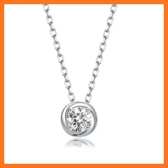 【新品】 [Z.Angie] ネックレス レディース 5Aジルコニア ペンダント 一粒ダイヤモンド 0.5カラット シルバー 金属アレルギー対応 人気 女性 アクセサリー クリスマス 誕生日 記念日 バレンタイン プレゼント (プラチナ)
