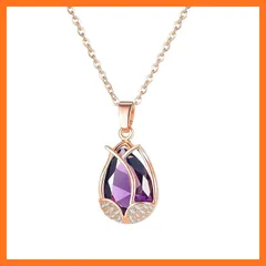 【新品】 [Rockyu] ネックレス レディース ピンクゴールド 18金 チューリップネックレス 花 ジルコニア 一粒 オーパル フラワーペンダント あずきチェーン ステンレス 母の日 彼女 プレゼント アクセサリー 0