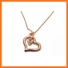 【新品】 Disney ディズニー 24金仕上げ Mickey in Heart ネックレス ピンクゴールドカラー スワロフスキー アクセサリー 【並行輸入品】 0