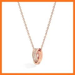 【新品】 [Pasurohu] ネックレス レディース K18 18金コーティング シルバー925 最高級キュービックジルコニア ペンダント ダブルリング 人気 華奢 ローズゴールド ゴールド プラチナ アジャスター付き 金属アレルギー対応 本物ジュエリー 1