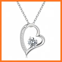 【新品】 [Hanayaka] ネックレスレディース ハートペンダントシルバー925製 最高級ジルコニア CZダイヤ 金属アレルギー対応 人気 かわいいアクセサリー 誕生日プレゼント女性 5cm長さ調節 0