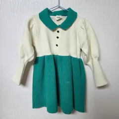 ニット ONE PIECE グリーン/アイボリー 120