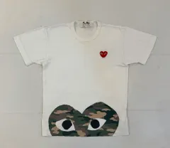COMME des GARCONS PLAY カモフラージュ ハート 半袖 Tシャツ 白