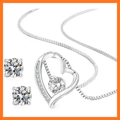 【新品】 [Jeconpal] ネックレス レディース スワロフスキージルコニア採用 純銀925 オープンハート アクセサリー 金属アレルギー対応 ホワイトデー バレンタイン クリスマス 誕生日 プレゼント 女性 ギフト (シルバー) 1