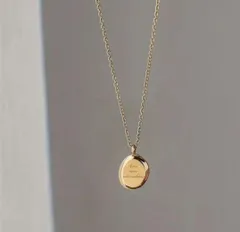 サージカルステンレス 18KG コーティング オーバル コイン ネックレス レディース メンズ 金属 アレルギー 対応 ステンレス おしゃれ