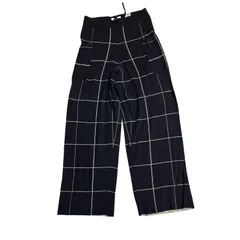 B067 GALERIE VIE ギャルリー ヴィー カジュアル パンツ 長ズボン ネイビー チェック レディース 36