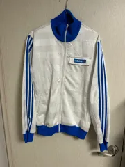 アディダス 白 青 ジャージ トラックジャージ Mサイズ 出品