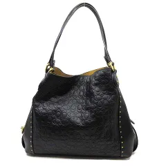 コーチ COACH イーディー ハンドバッグ シグネチャー ロゴ レザー 型押し 黒 ブラック 31866