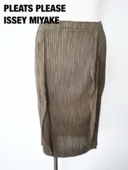 PLEATS PLEASE ISSEY MIYAKE　プリーツプリーズ　イッセイミヤケ　スカート　大きいサイズ　５　緑系カーキ　ひざ丈　上品　美品　送料込み　6461365のサムネイル
