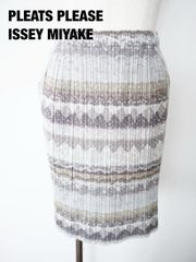 希少 PLEATS PLEASE グレー プリーツスカート ミモレ丈 イッセイ