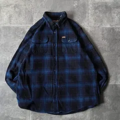 00s ORVIS ヘビーフランネルシャツ オンブレチェック 青 XL A697
